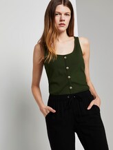 Ribbed top with a button tab - Women - Dusty Rifle Green Ribbed top with a button tab - Women - Dusty Rifle Green - 5 - TOM TAILOR Denim
