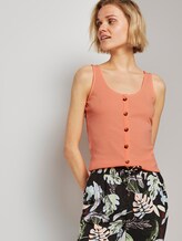 Ripp-Top mit Knopfleiste - Frauen - papaya neon orange Ripp-Top mit Knopfleiste - Frauen - papaya neon orange - 5 - TOM TAILOR Denim
