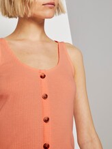 Ripp-Top mit Knopfleiste - Frauen - papaya neon orange Ripp-Top mit Knopfleiste - Frauen - papaya neon orange - 9 - TOM TAILOR Denim