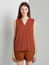 Sleeveless tunic with a Henley neckline - Women - Rust Orange Sleeveless tunic with a Henley neckline - Women - Rust Orange - 1 - TOM TAILOR Denim