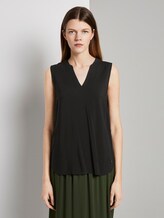 Ärmellose Tunikabluse mit Henley-Ausschnitt - Frauen - Deep Black Ärmellose Tunikabluse mit Henley-Ausschnitt - Frauen - Deep Black - 1 - TOM TAILOR Denim