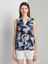 Ärmellose Tunikabluse mit Henley-Ausschnitt - Frauen - black blue tropical print Ärmellose Tunikabluse mit Henley-Ausschnitt - Frauen - black blue tropical print - 1 - TOM TAILOR Denim