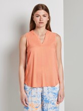Sleeveless tunic with a Henley neckline - Women - papaya orange Sleeveless tunic with a Henley neckline - Women - papaya orange - 1 - TOM TAILOR Denim