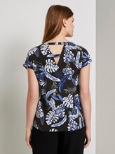 Kurzarm-Tunikabluse mit Rückendetail - Frauen - black blue tropical print Kurzarm-Tunikabluse mit Rückendetail - Frauen - black blue tropical print - 2 - TOM TAILOR Denim