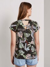 Kurzarm-Tunikabluse mit Rückendetail - Frauen - black tropical print Kurzarm-Tunikabluse mit Rückendetail - Frauen - black tropical print - 2 - TOM TAILOR Denim
