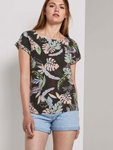 Kurzarm-Tunikabluse mit Rückendetail - Frauen - black tropical print Kurzarm-Tunikabluse mit Rückendetail - Frauen - black tropical print - 5 - TOM TAILOR Denim