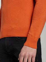 Basic Strickpullover mit V-Ausschnitt - Männer - bright orange melange Basic Strickpullover mit V-Ausschnitt - Männer - bright orange melange - 10 - TOM TAILOR