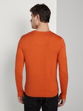 Basic Strickpullover mit V-Ausschnitt - Männer - bright orange melange Basic Strickpullover mit V-Ausschnitt - Männer - bright orange melange - 2 - TOM TAILOR