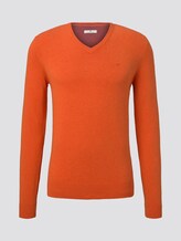 Basic Strickpullover mit V-Ausschnitt - Männer - bright orange melange Basic Strickpullover mit V-Ausschnitt - Männer - bright orange melange - 7 - TOM TAILOR