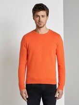 Basic gebreide trui - Männer - bright orange melange Basic gebreide trui - Männer - bright orange melange - 1 - TOM TAILOR
