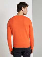 Basic gebreide trui - Männer - bright orange melange Basic gebreide trui - Männer - bright orange melange - 2 - TOM TAILOR
