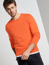 Basic gebreide trui - Männer - bright orange melange Basic gebreide trui - Männer - bright orange melange - 5 - TOM TAILOR