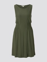 Jersey mini dress with smocking details - Women - Dusty Rifle Green Jersey mini dress with smocking details - Women - Dusty Rifle Green - 7 - TOM TAILOR Denim