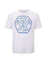 TOM TAILOR Herren T-Shirt mit Print, weiß, unifarben mit Print, Gr.5XL