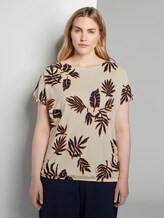 T-Shirt mit Tunnlezug-Detail - Frauen - beige navy orange flower print T-Shirt mit Tunnlezug-Detail - Frauen - beige navy orange flower print - 1 - My True Me
