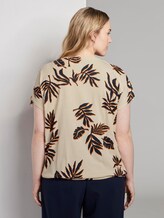 T-Shirt mit Tunnlezug-Detail - Frauen - beige navy orange flower print T-Shirt mit Tunnlezug-Detail - Frauen - beige navy orange flower print - 2 - My True Me