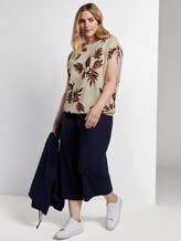 T-Shirt mit Tunnlezug-Detail - Frauen - beige navy orange flower print T-Shirt mit Tunnlezug-Detail - Frauen - beige navy orange flower print - 3 - My True Me