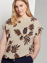 T-Shirt mit Tunnlezug-Detail - Frauen - beige navy orange flower print T-Shirt mit Tunnlezug-Detail - Frauen - beige navy orange flower print - 5 - My True Me