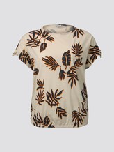 T-Shirt mit Tunnlezug-Detail - Frauen - beige navy orange flower print T-Shirt mit Tunnlezug-Detail - Frauen - beige navy orange flower print - 7 - My True Me