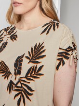 T-Shirt mit Tunnlezug-Detail - Frauen - beige navy orange flower print T-Shirt mit Tunnlezug-Detail - Frauen - beige navy orange flower print - 9 - My True Me