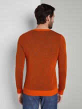 Textured pullover - Men - orange grey structure Textured pullover - Men - orange grey structure - 2 - TOM TAILOR