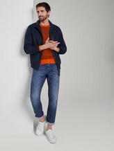 Textured pullover - Men - orange grey structure Textured pullover - Men - orange grey structure - 3 - TOM TAILOR