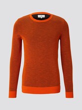 Textured pullover - Men - orange grey structure Textured pullover - Men - orange grey structure - 7 - TOM TAILOR