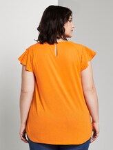 T-Shirt mit Lochstickerei - Frauen - bright mandarin T-Shirt mit Lochstickerei - Frauen - bright mandarin - 2 - My True Me