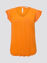 T-Shirt mit Lochstickerei - Frauen - bright mandarin T-Shirt mit Lochstickerei - Frauen - bright mandarin - 7 - My True Me