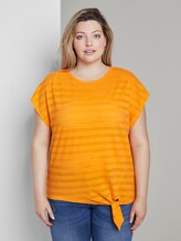 T-Shirt mit Lochstickerei und Knoten-Detail - Frauen - bright mandarin T-Shirt mit Lochstickerei und Knoten-Detail - Frauen - bright mandarin - 1 - My True Me