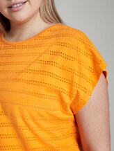 T-Shirt mit Lochstickerei und Knoten-Detail - Frauen - bright mandarin T-Shirt mit Lochstickerei und Knoten-Detail - Frauen - bright mandarin - 9 - My True Me