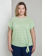 T-Shirt mit Lochstickerei und Knoten-Detail - Frauen - light pistachio green T-Shirt mit Lochstickerei und Knoten-Detail - Frauen - light pistachio green - 1 - My True Me