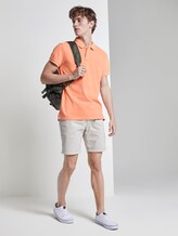 Polo shirt in a melange look with embroidery - Men - neon orange white melange Polo shirt in a melange look with embroidery - Men - neon orange white melange - 3 - TOM TAILOR Denim