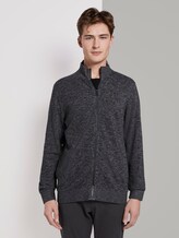 Mottled sweatjacket with a stand-up collar - Men - Black Non-Solid Mottled sweatjacket with a stand-up collar - Men - Black Non-Solid - 1 - TOM TAILOR Denim