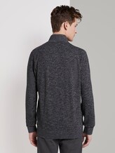 Mottled sweatjacket with a stand-up collar - Men - Black Non-Solid Mottled sweatjacket with a stand-up collar - Men - Black Non-Solid - 2 - TOM TAILOR Denim