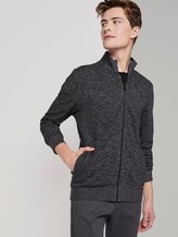 Mottled sweatjacket with a stand-up collar - Men - Black Non-Solid Mottled sweatjacket with a stand-up collar - Men - Black Non-Solid - 5 - TOM TAILOR Denim