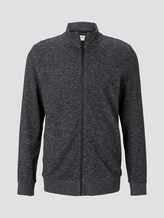 Mottled sweatjacket with a stand-up collar - Men - Black Non-Solid Mottled sweatjacket with a stand-up collar - Men - Black Non-Solid - 7 - TOM TAILOR Denim