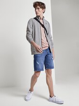 Melierte Sweatjacke mit Stehkragen - Männer - Light Stone Grey Melange Melierte Sweatjacke mit Stehkragen - Männer - Light Stone Grey Melange - 3 - TOM TAILOR Denim