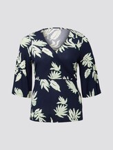 Patterned wrap top - Women - navy beige green flower print Patterned wrap top - Women - navy beige green flower print - 7 - My True Me