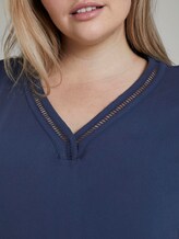 Bluse mit V-Ausschnitt - Frauen - Real Navy Blue Bluse mit V-Ausschnitt - Frauen - Real Navy Blue - 9 - My True Me