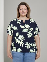 Bluse mit Tunnelzug - Frauen - navy beige green flower print Bluse mit Tunnelzug - Frauen - navy beige green flower print - 1 - My True Me