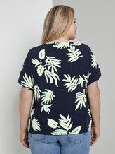 Bluse mit Tunnelzug - Frauen - navy beige green flower print Bluse mit Tunnelzug - Frauen - navy beige green flower print - 2 - My True Me
