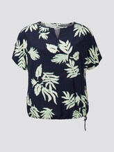 Bluse mit Tunnelzug - Frauen - navy beige green flower print Bluse mit Tunnelzug - Frauen - navy beige green flower print - 7 - My True Me
