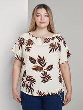Curvy - Bluse mit Tunnelzug - Frauen - beige navy orange flower print Curvy - Bluse mit Tunnelzug - Frauen - beige navy orange flower print - 1 - My True Me