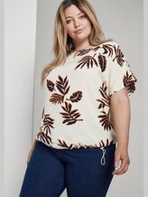 Curvy - Bluse mit Tunnelzug - Frauen - beige navy orange flower print Curvy - Bluse mit Tunnelzug - Frauen - beige navy orange flower print - 5 - My True Me