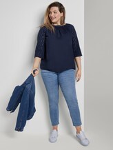 Carmen-Bluse mit Lochstickerei - Frauen - Real Navy Blue Carmen-Bluse mit Lochstickerei - Frauen - Real Navy Blue - 3 - My True Me