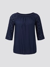 Carmen-Bluse mit Lochstickerei - Frauen - Real Navy Blue Carmen-Bluse mit Lochstickerei - Frauen - Real Navy Blue - 7 - My True Me