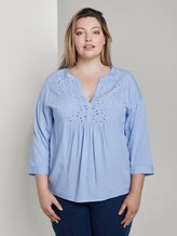 Tunika-Bluse mit Lochtstickerei - Frauen - Parisienne Blue Tunika-Bluse mit Lochtstickerei - Frauen - Parisienne Blue - 1 - My True Me