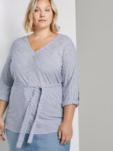 Striped blouse with a belt - Women - navy white stripe Striped blouse with a belt - Women - navy white stripe - 5 - My True Me