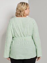 Gestreifte Bluse mit Gürtel - Frauen - light green white stripe Gestreifte Bluse mit Gürtel - Frauen - light green white stripe - 2 - My True Me